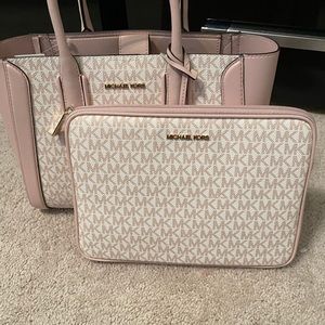 Pink and white mk bag